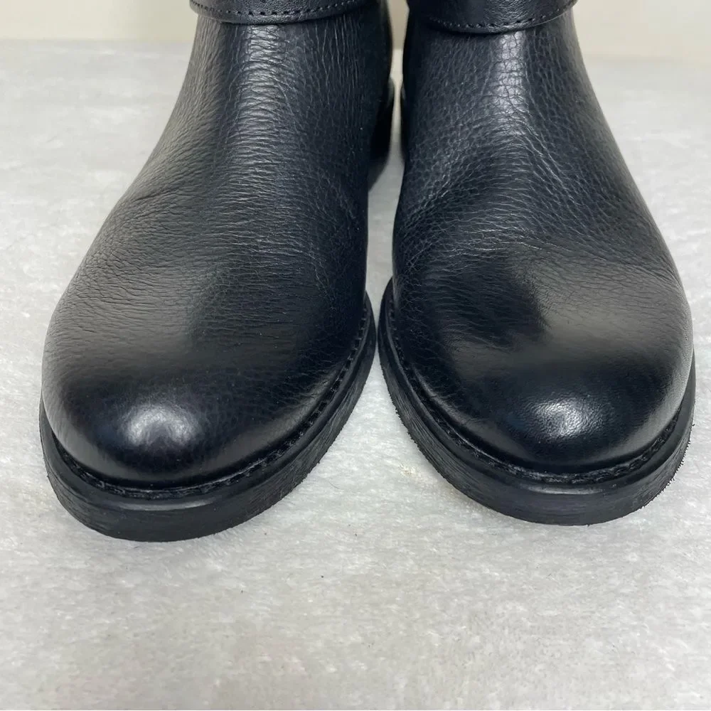 Madewell Biker Boots Lowrider Leather Ankle Moto Stacked Heel New Black Size 9